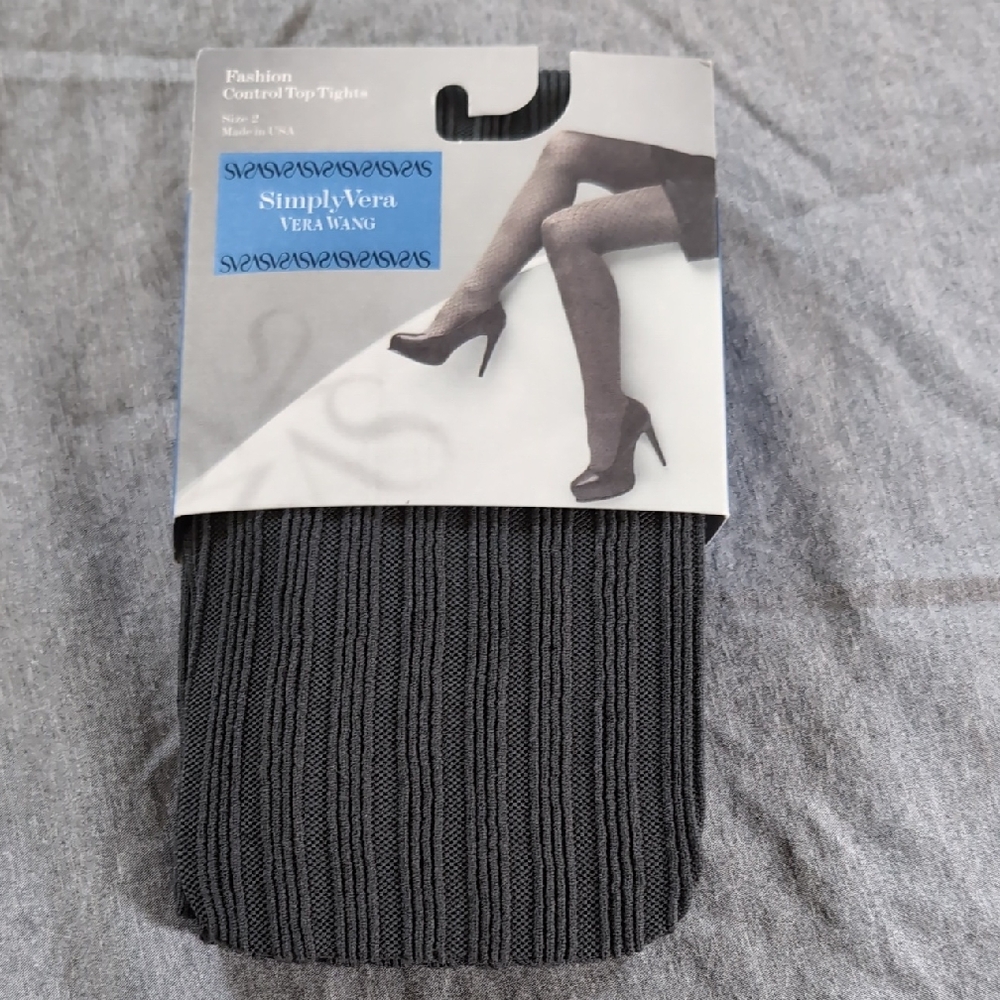 NEW Simply Vera, Vera Wang Gray Ribbed Control Top Tights